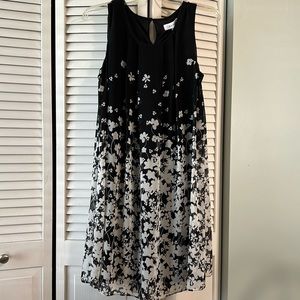 NWT Calvin Klein Bland and White Floral Dress